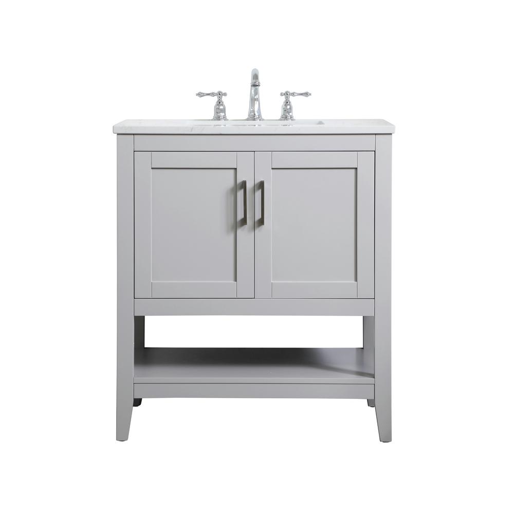 Unbranded Timeless Home 30 In W X 19 In D X 34 In H Single Bathroom Vanity In Grey With Calacatta Quartz Th32030grey The Home Depot