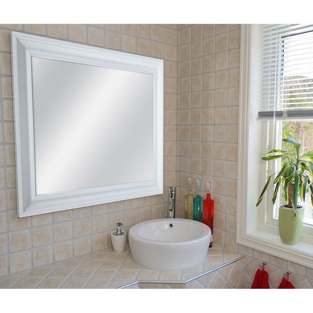 masterpiece decor 22.5 in. x 28.5 in. white framed mirror-82011