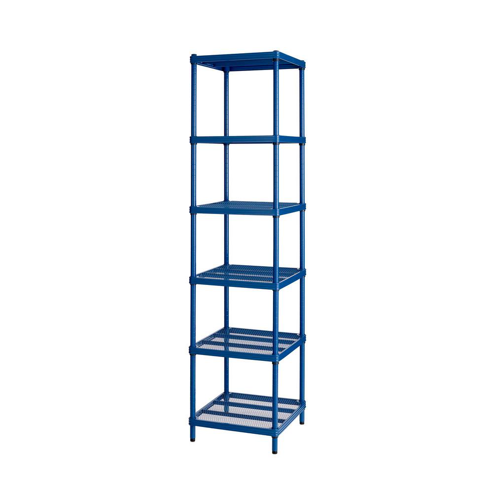 Yes Blue Shelves Units Shelving The Home Depot Meshworks 6 Shelf Metal Petrol Blue Freestanding Narrow Shelving Unit