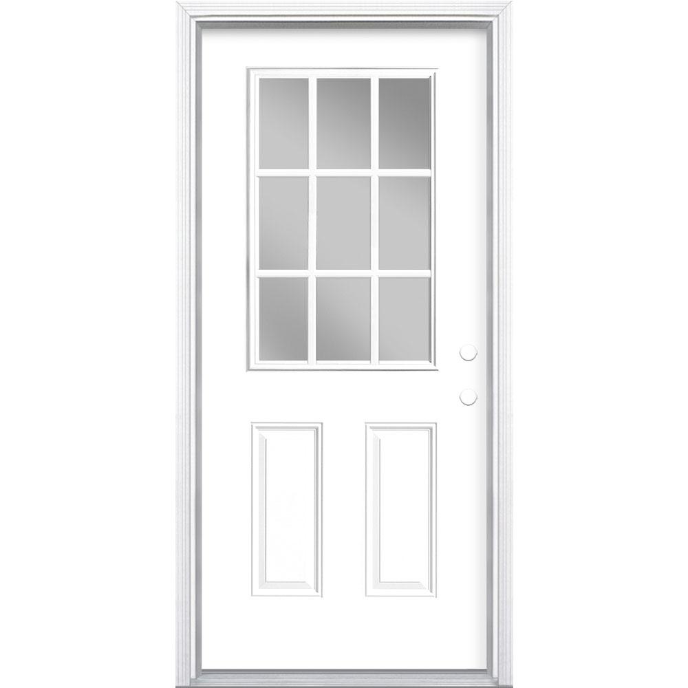 Masonite 32 In X 80 In Cheyenne 2 Panel Right Hand Inswing Painted Smooth Fiberglass Prehung Front Exterior Door No Brickmold 50184 The Home Depot