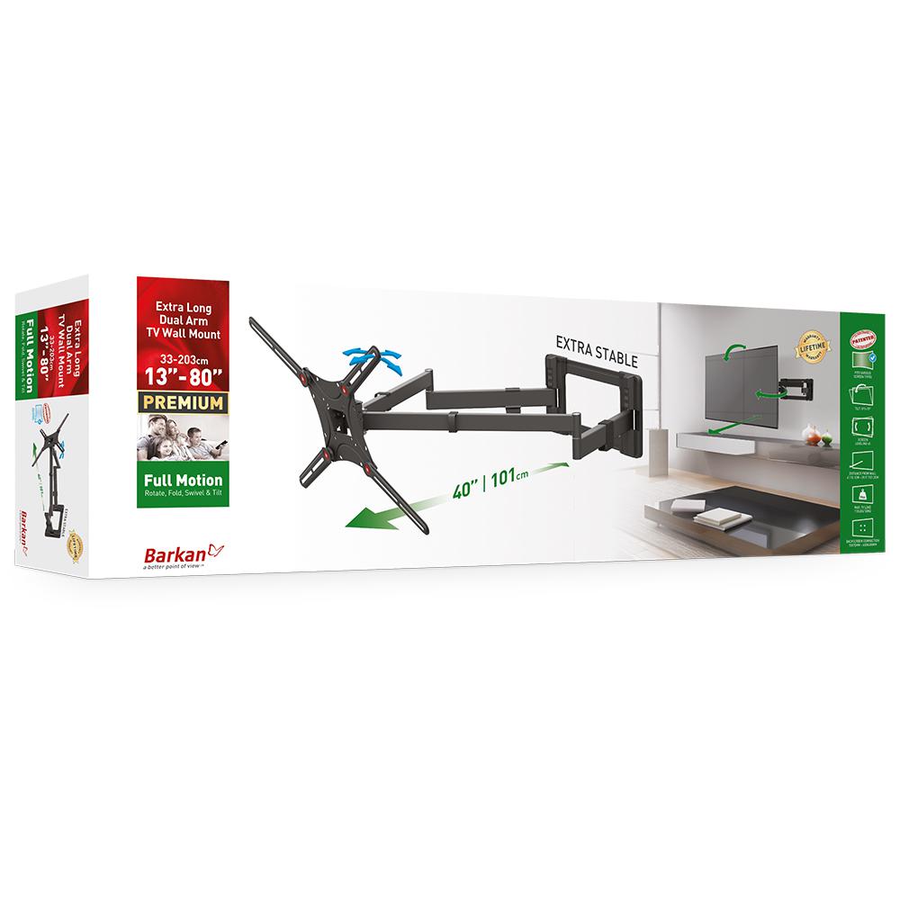 Barkan A Better Point Of View 13 In 80 Full Motion 4 Movement Extra Long Dual Arm Flat Curved Tv Wall Mount Black Extremely Extendable Bm464xl The Home Depot - Extra Long Arm Full Motion Mount For Tv Barkan A Better Point Of View 13 In 80 Full Motion 4 Movement Extra Long Dual Arm Flat Curved Tv Wall Mount Black Extremely Extendable Bm464xl The Home Depot - Extra Long Arm Full Motion Mount For Tv
