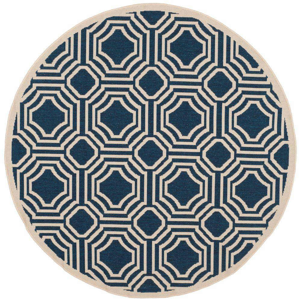 Safavieh Courtyard Navy/Beige 5 ft. 3 in. x 5 ft. 3 in. Indoor/Outdoor