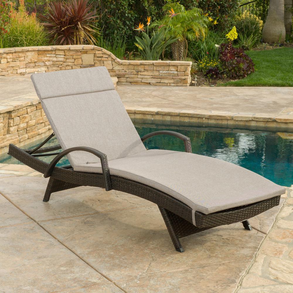 Noble House Miller Multi-Brown Wicker Outdoor Chaise Lounge with ...