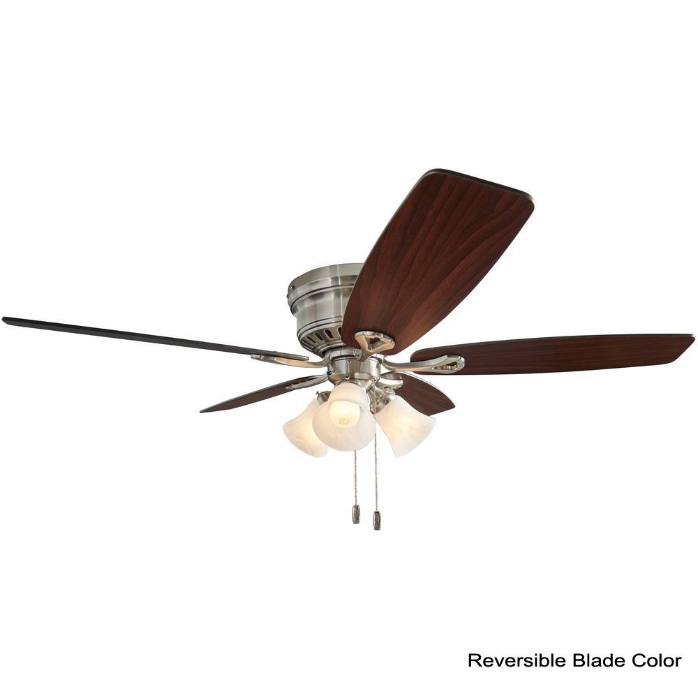 Hunter Oakhurst 52 In Led Indoor Low Profile Brushed Nickel Ceiling Fan With Light Kit