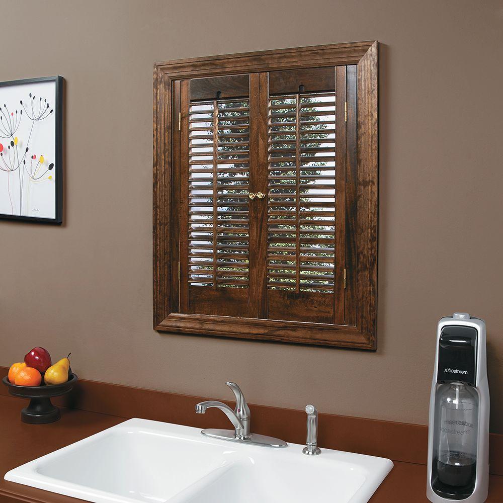 HOME Basics Traditional Real Wood Walnut Interior Shutter Price Varies   Walnut Home Basics Wood Shutters Qstd2320 64 1000 