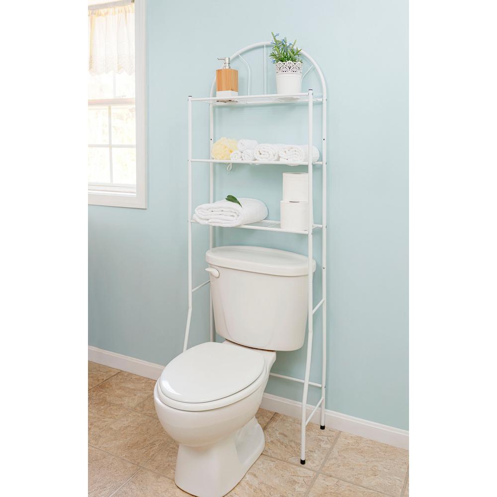 SS10058 Home Basics NEW Over the Toilet White 3 Shelf Bathroom Space Saver
