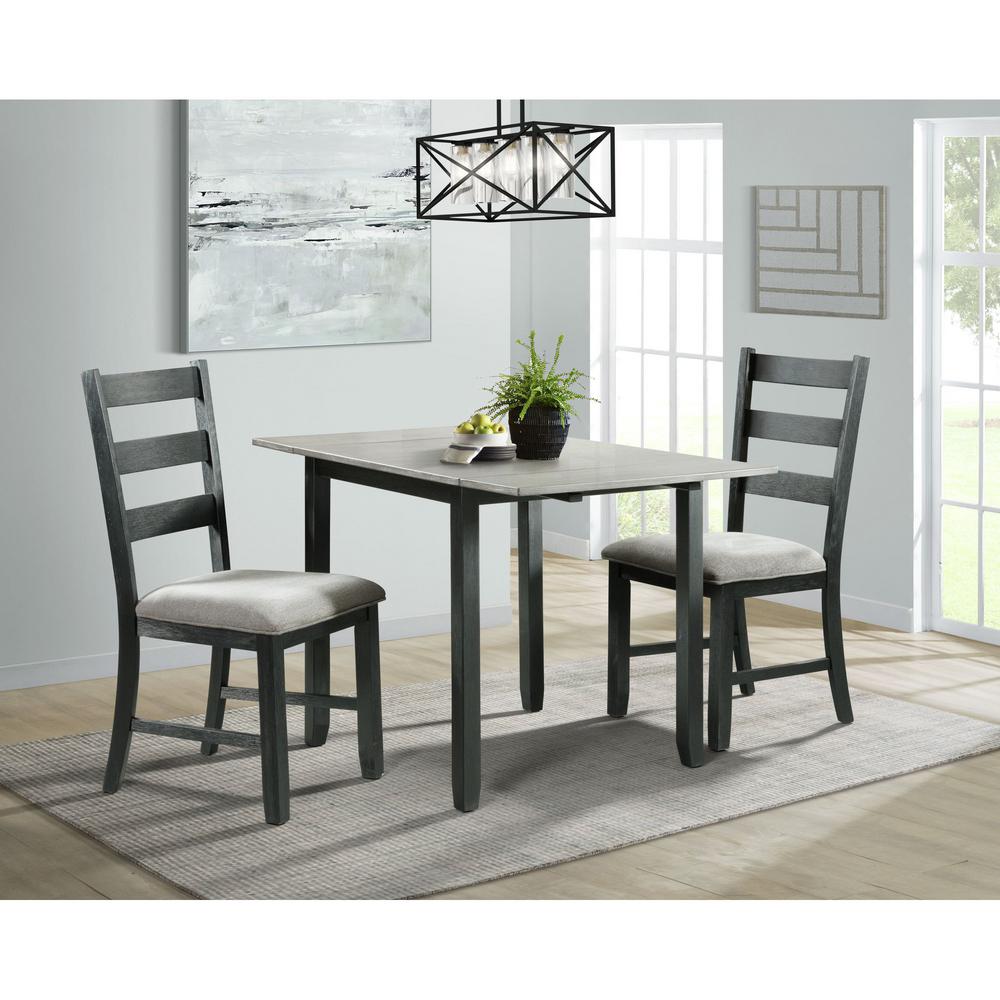 Picket House Furnishings Tuttle 3 Piece Drop Leaf Dining Set In Gray Table And 2 Chairs Dmt3003dlds The Home Depot