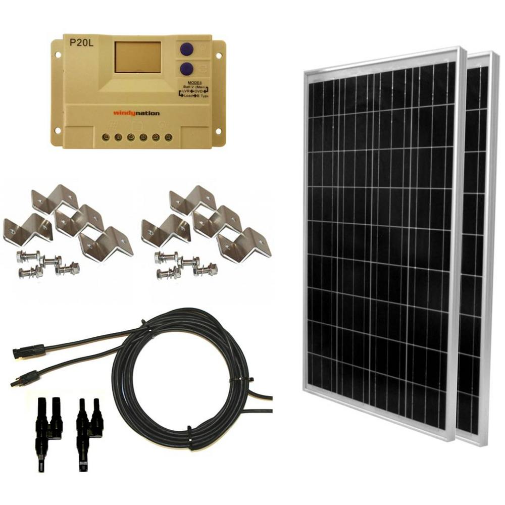 WindyNation 200Watt OffGrid Polycrystalline Solar Panel KitSOK200WPP20L The Home Depot