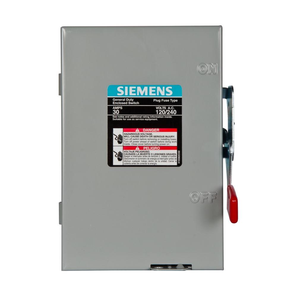 Siemens General Duty 30 Amp 240Volt 1Pole Fusible Safety Switch with