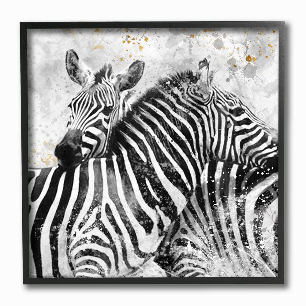 Stupell Industries 12 In X 12 In Black And White Paint Splatter Textural Zebra By Artist Main Line Art And Design Framed Wall Art p 214 Fr 12x12 The Home Depot