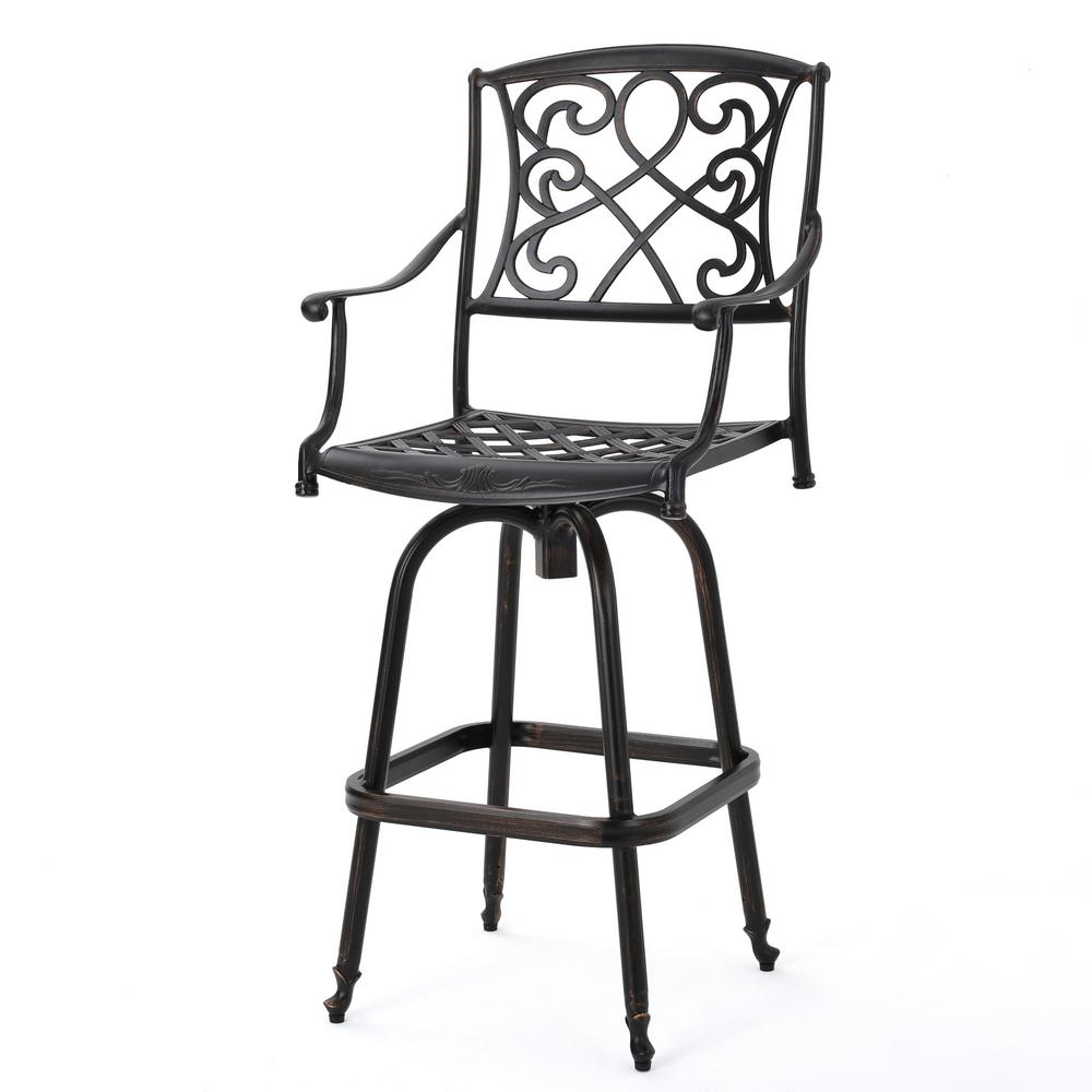 Noble House Dorothy Swivel Metal Outdoor Bar Stool-295082 - The Home Depot