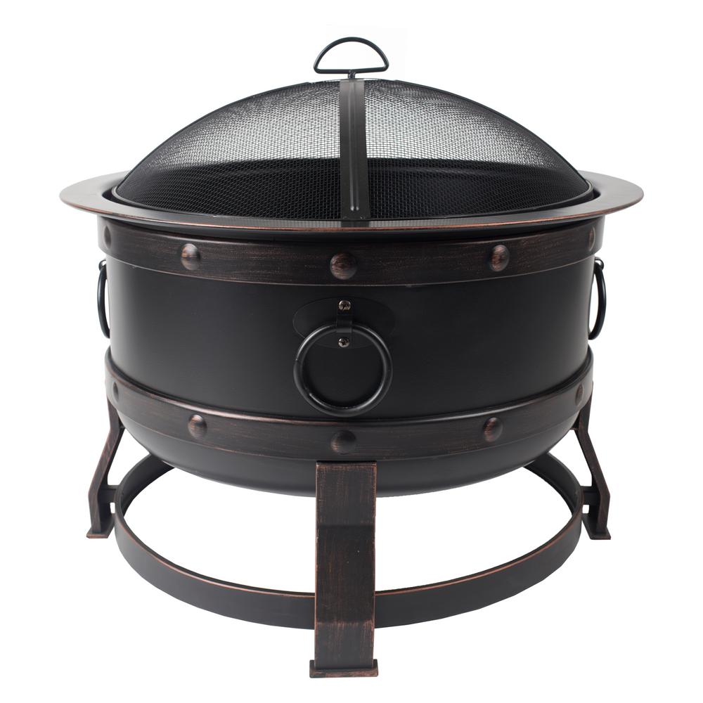 Pleasant Hearth Killian 28 In Steel Fire Pit In Rubbed Bronze