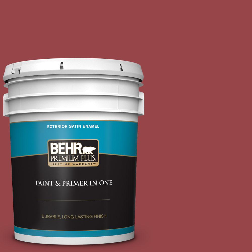 BEHR Premium Plus 5 gal. 150D7 Regal Red Satin Enamel Exterior Paint