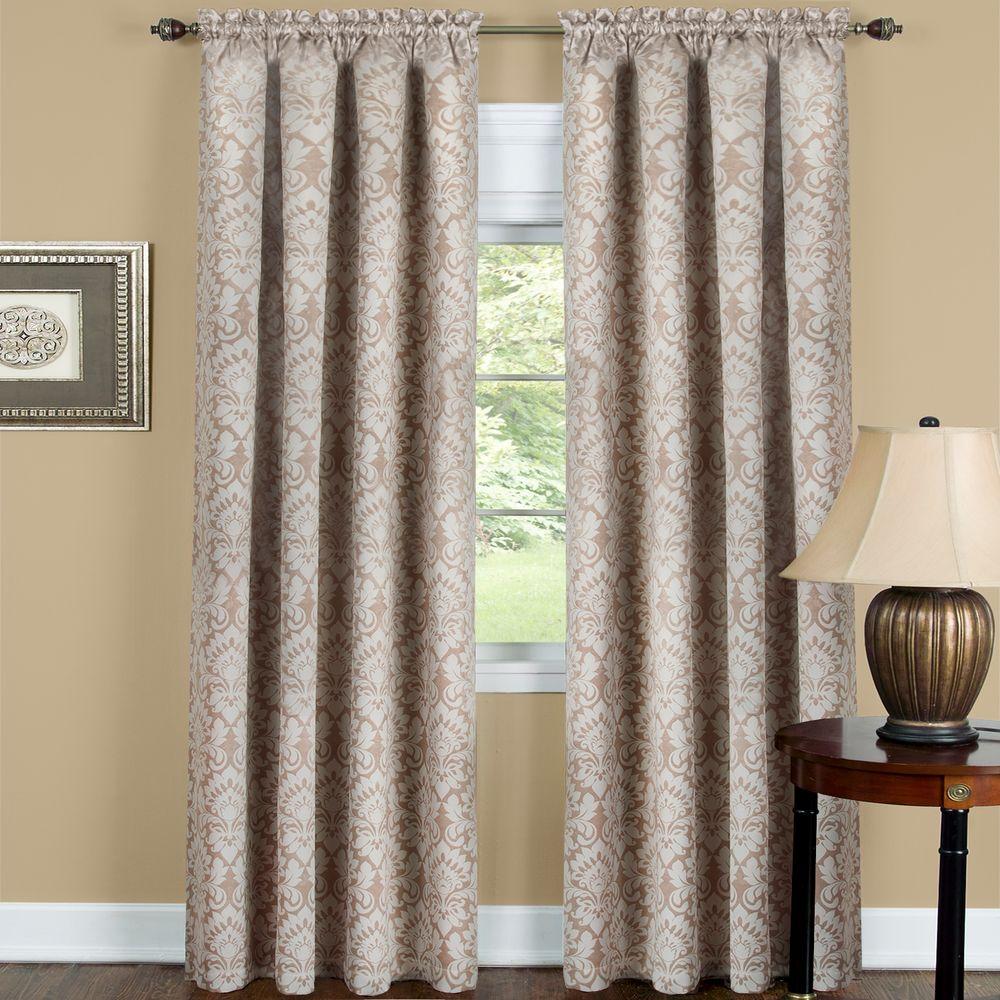 Achim Blackout Sutton Tan Polyester Blackout Curtain Panel 52 in. W x