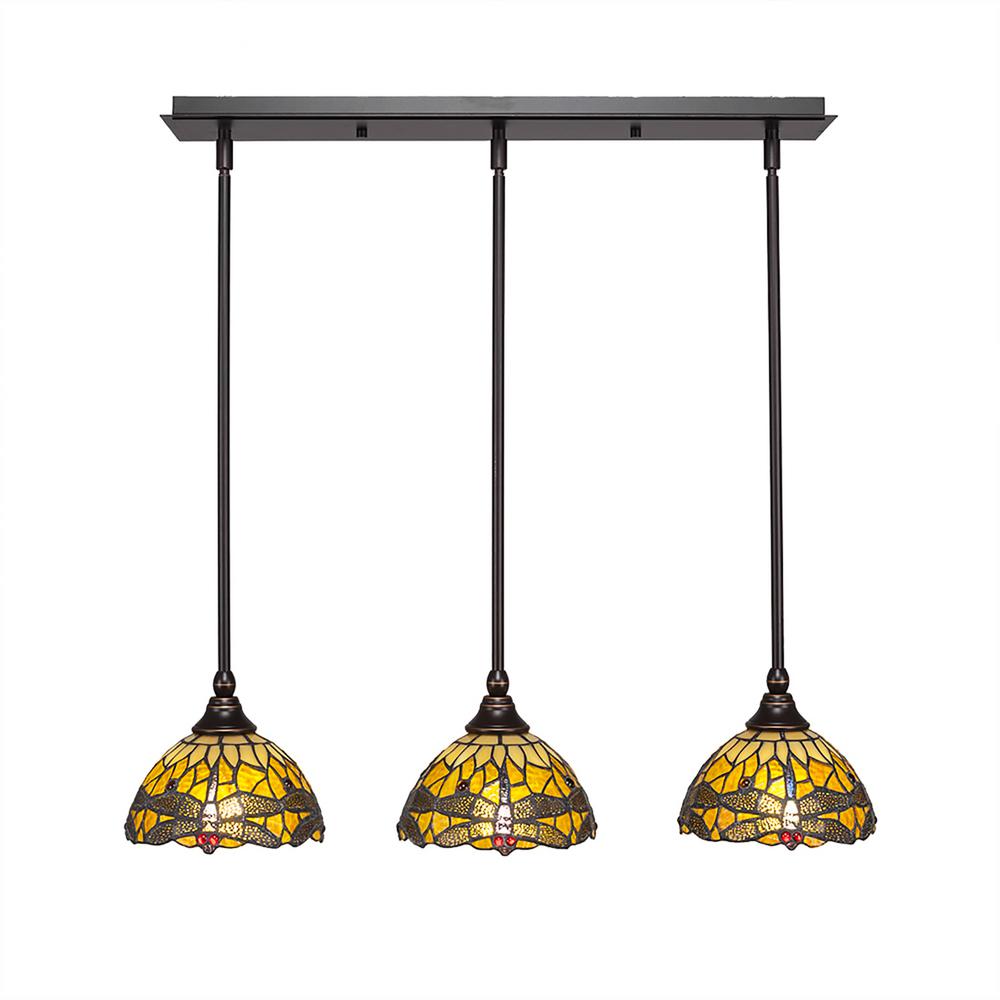Cambridge Lighting The Home Depot 3 Light Dark Granite Island Pendant With Amber Dragonfly Tiffany Style Gl