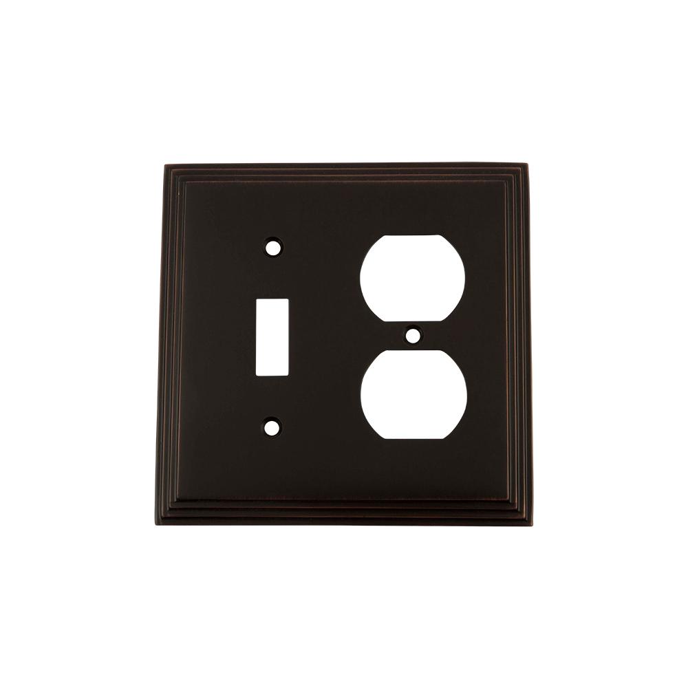 Nostalgic Warehouse Deco Switch Plate with Toggle and Outlet in Timeless Bronze by Nostalgic Warehouse