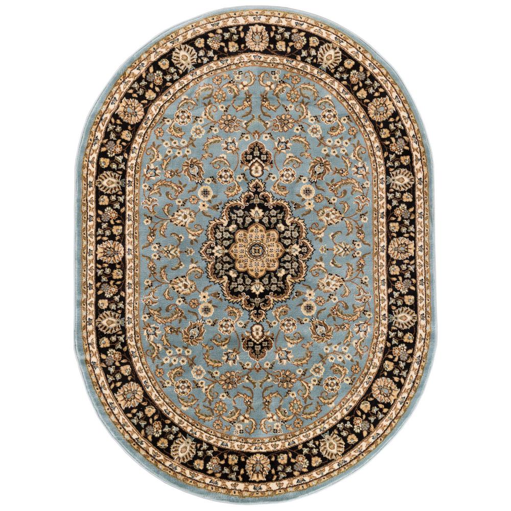 Well Woven Barclay Medallion Kashan Light Blue 5 ft. x 7 ft. Oval