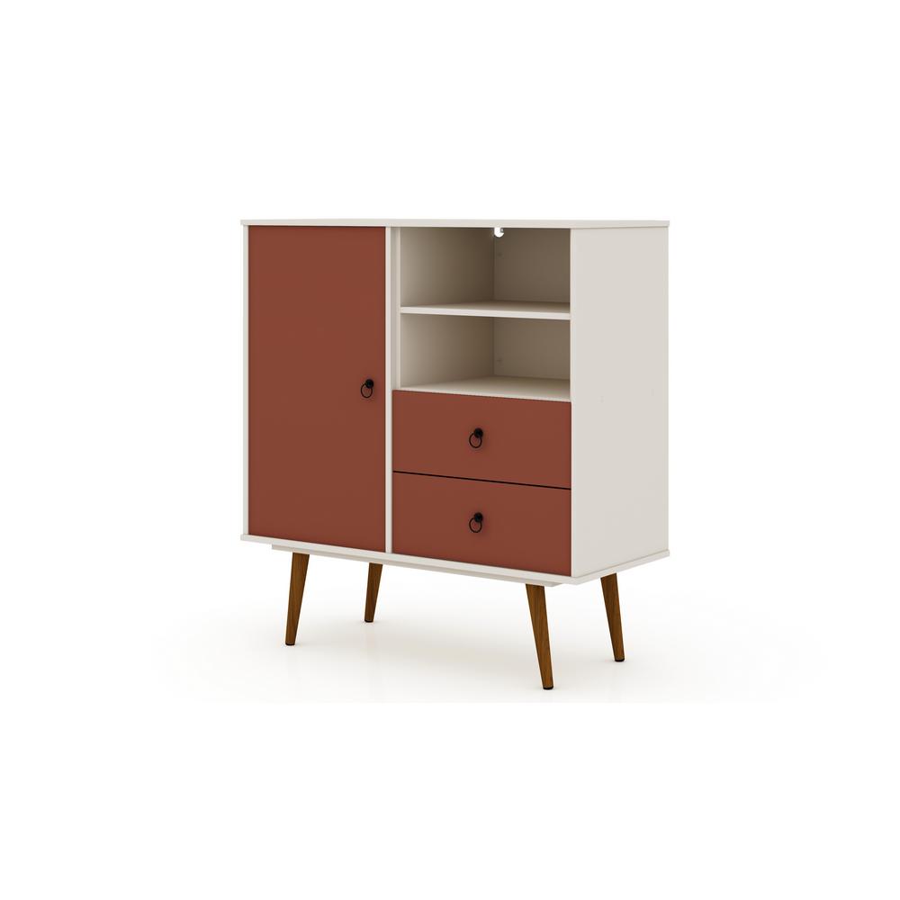 Luxor 2 Drawer Off White And Terra Orange Pink Montauk Mid Century