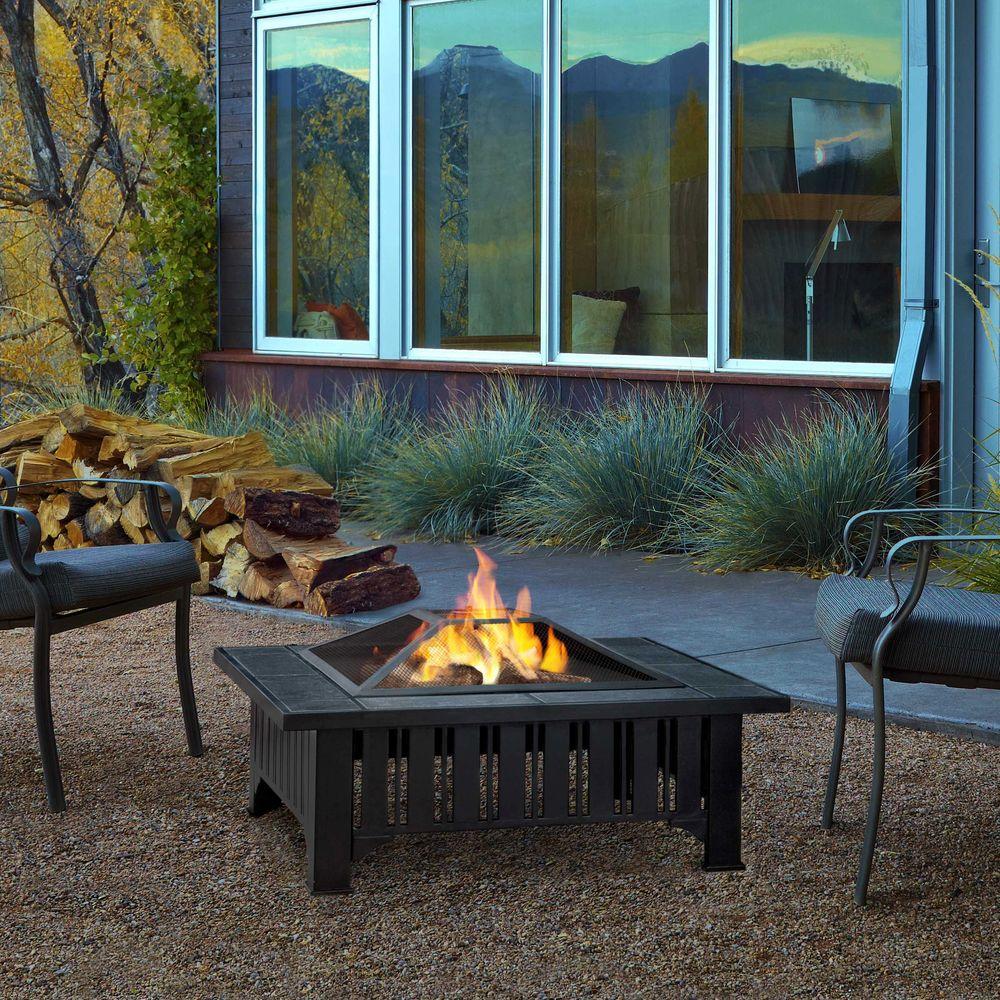Real Flame Lafayette 34 In Wood Burning Fire Pit 908 BK The Home