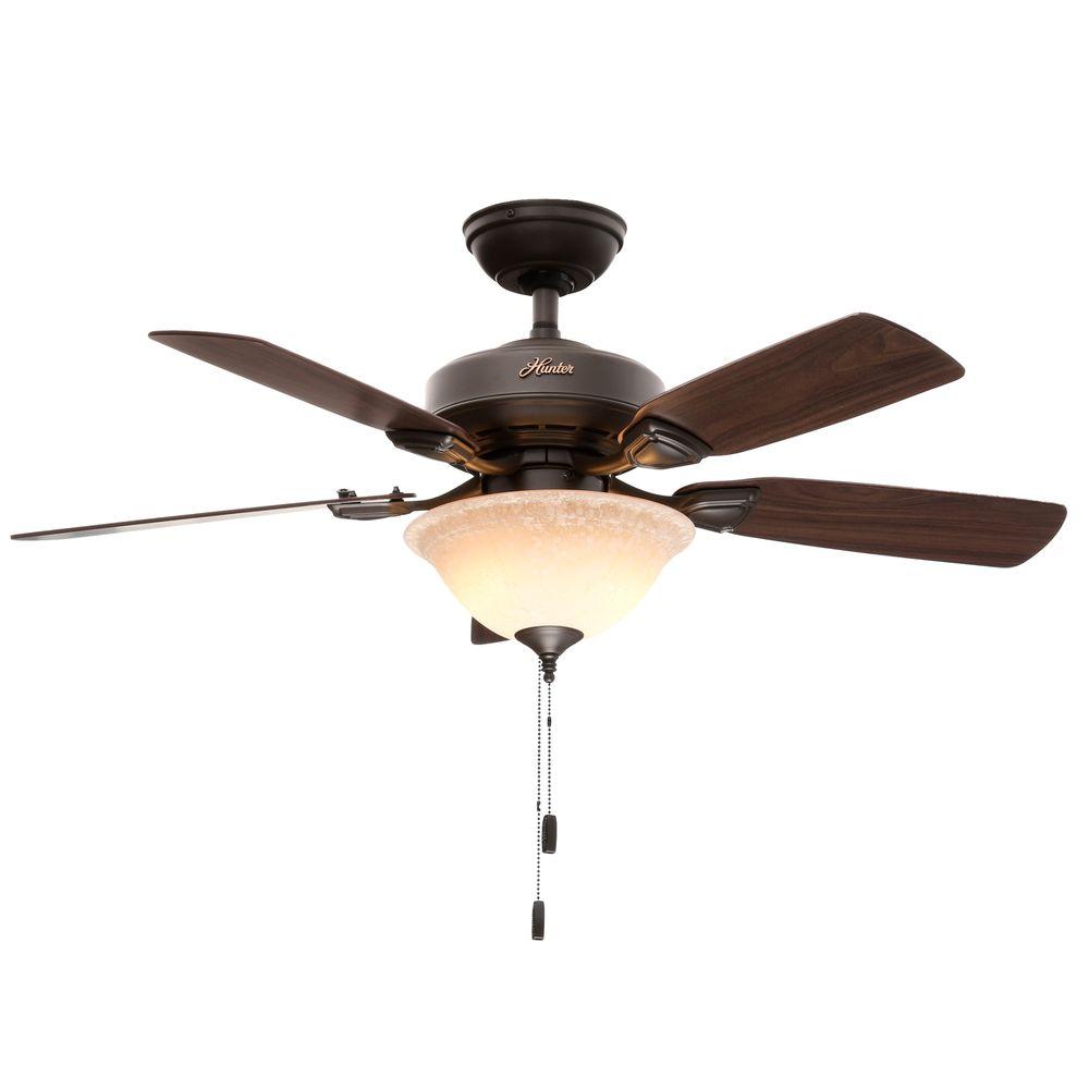 Hunter Caraway 44 in. Indoor New Bronze Ceiling Fan with Light-52082 ...