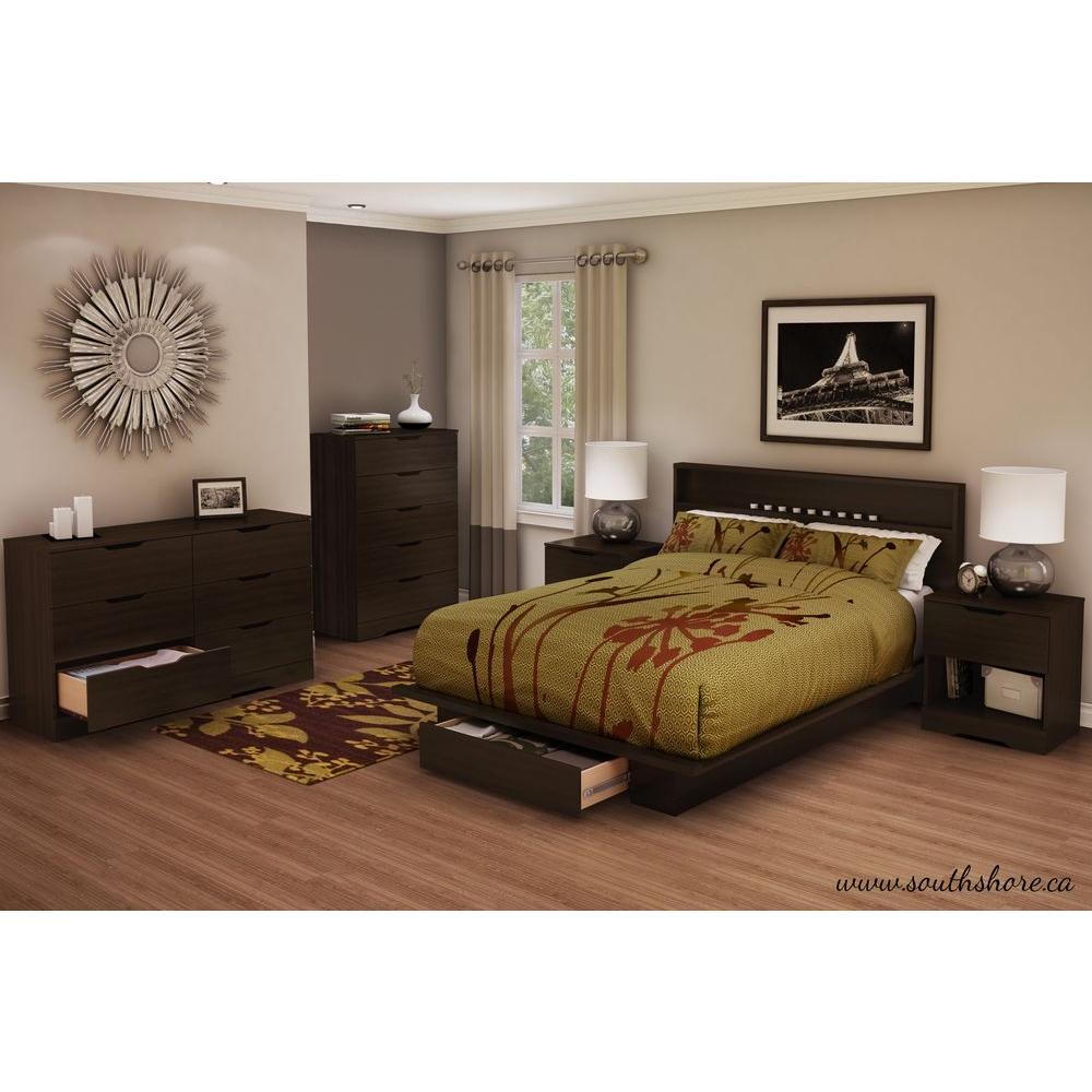 South S Holland 1 Drawer Full Queen Size Platform Bed In South S Holland 1 Drawer Full Queen Size Platform Bed In Chocolate 3379215 The Home Depot