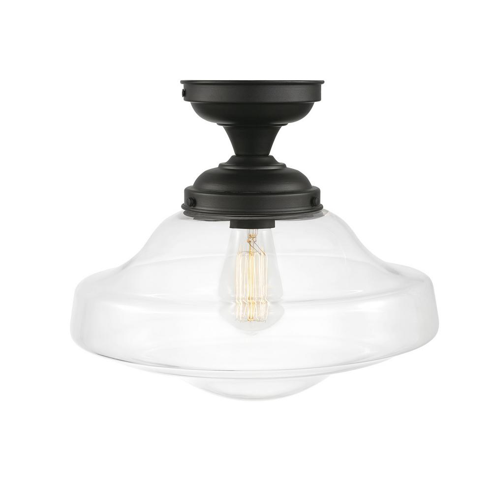 Globe Electric Lucerne 1 Light Dark Bronze Semi Flush Mount