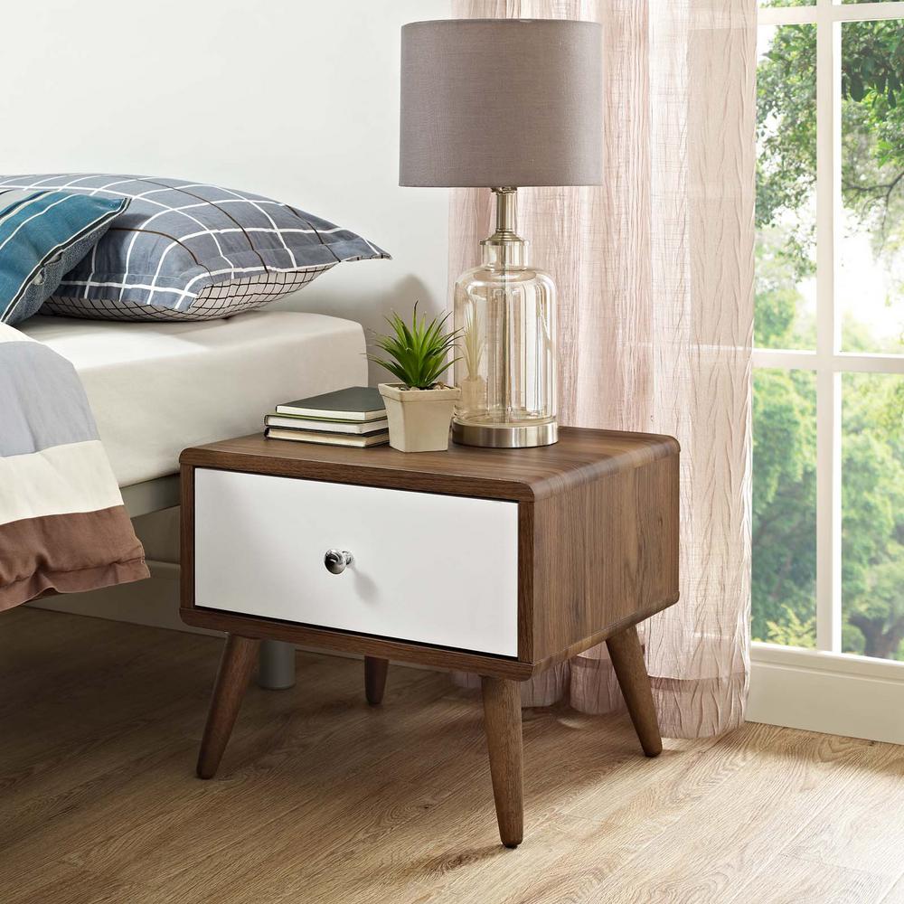 Furinno Home Living Bin Drawer Dark Walnut Nightstand10004DWN The