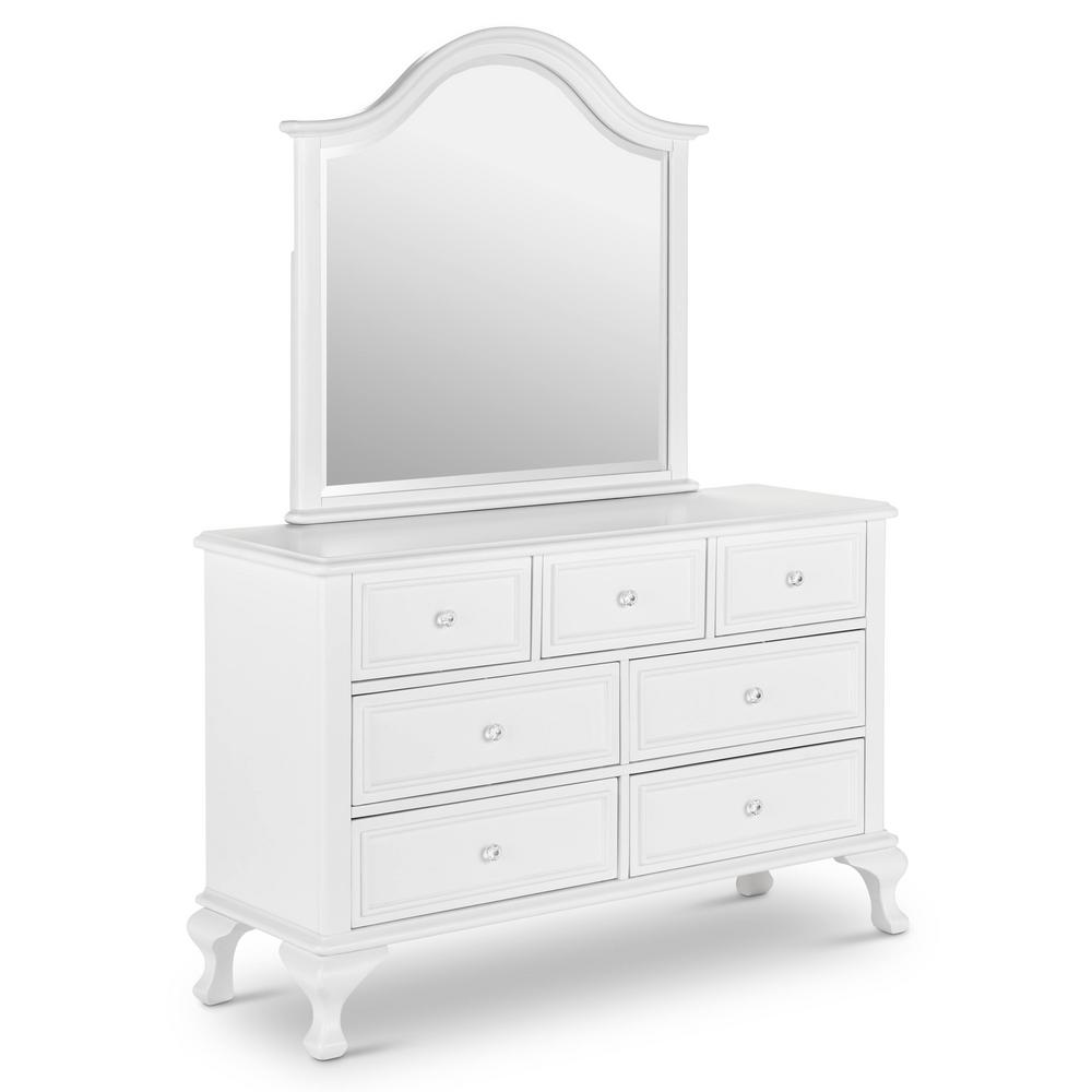 Jenna 7 Drawer White Dresser With Mirror Js700drmr The Home Depot