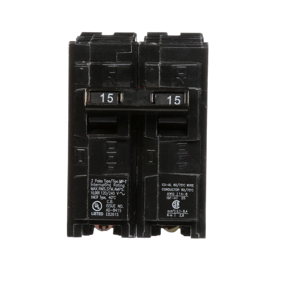 Siemens 15 Amp Double Pole Type Mp Circuit Breaker Mp215 The Home Depot