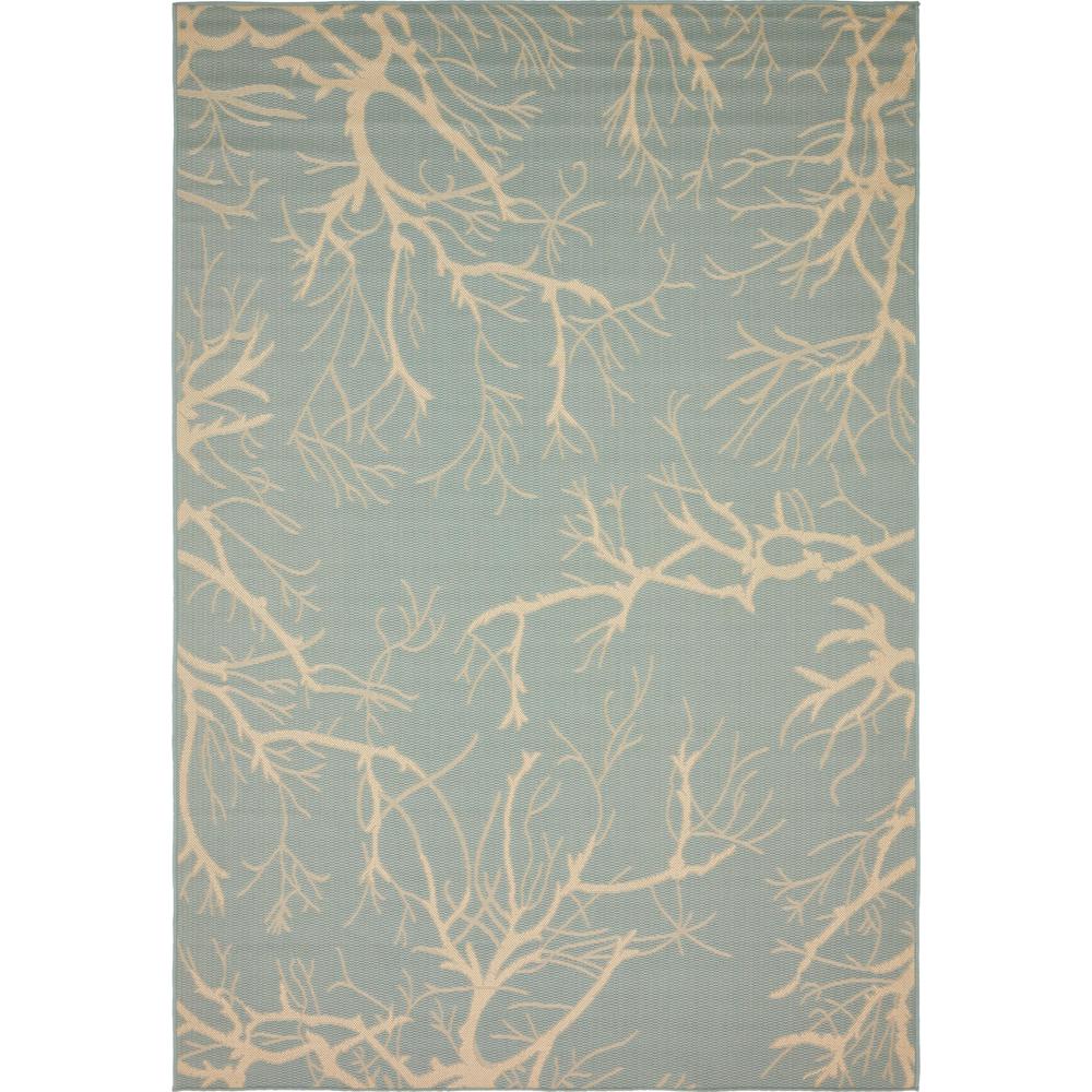 Unique Loom Outdoor Botanical Light Blue 6 X 9 Rug 3135537 The Unique Loom Outdoor Botanical Light Blue 6 X 9 Rug