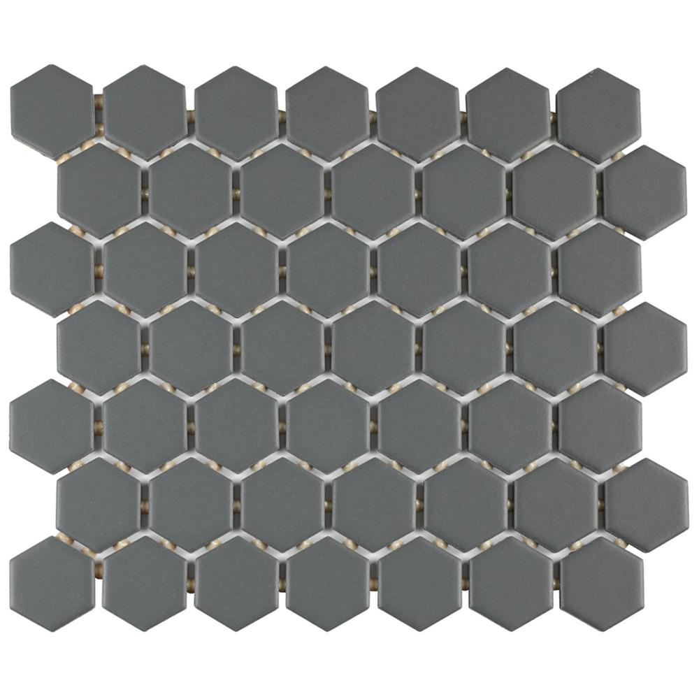 Daltile Restore Matte Charcoal Gray Hexagon 10 in x 12 in 
