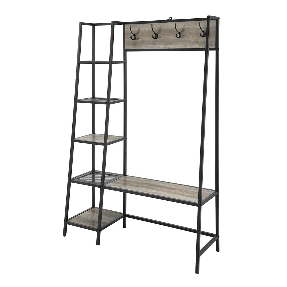 Walker Edison Furniture Company 72 in. Grey Angled Side Hall Tree with StorageHDT72ASSGW The