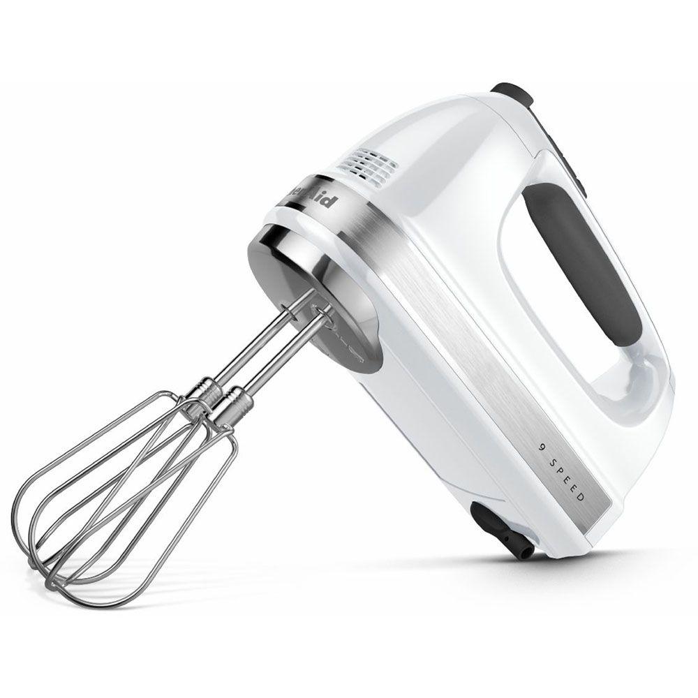 KitchenAid 9-Speed White Hand Mixer with Beater and Whisk ...