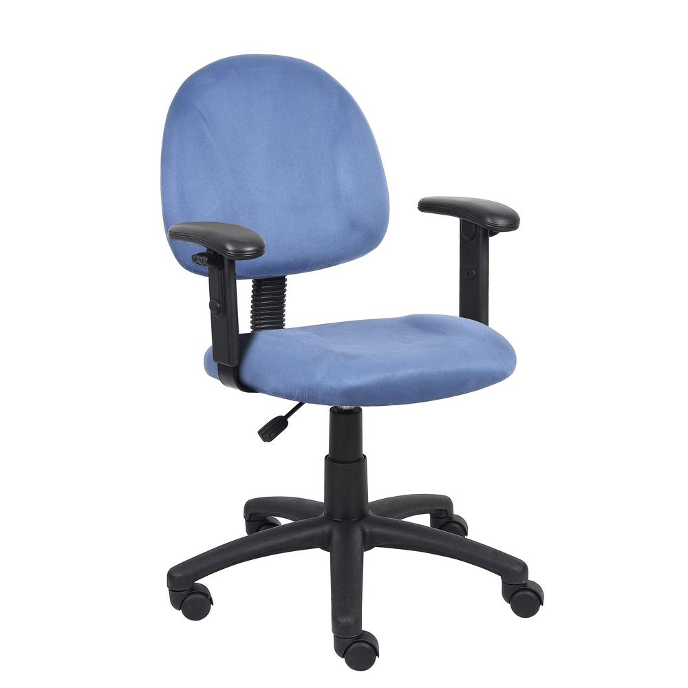 Boss Blue Microfiber Deluxe Posture Chair With Adjustable Arms B326 Boss Blue Microfiber Deluxe Posture Chair With Adjustable Arms