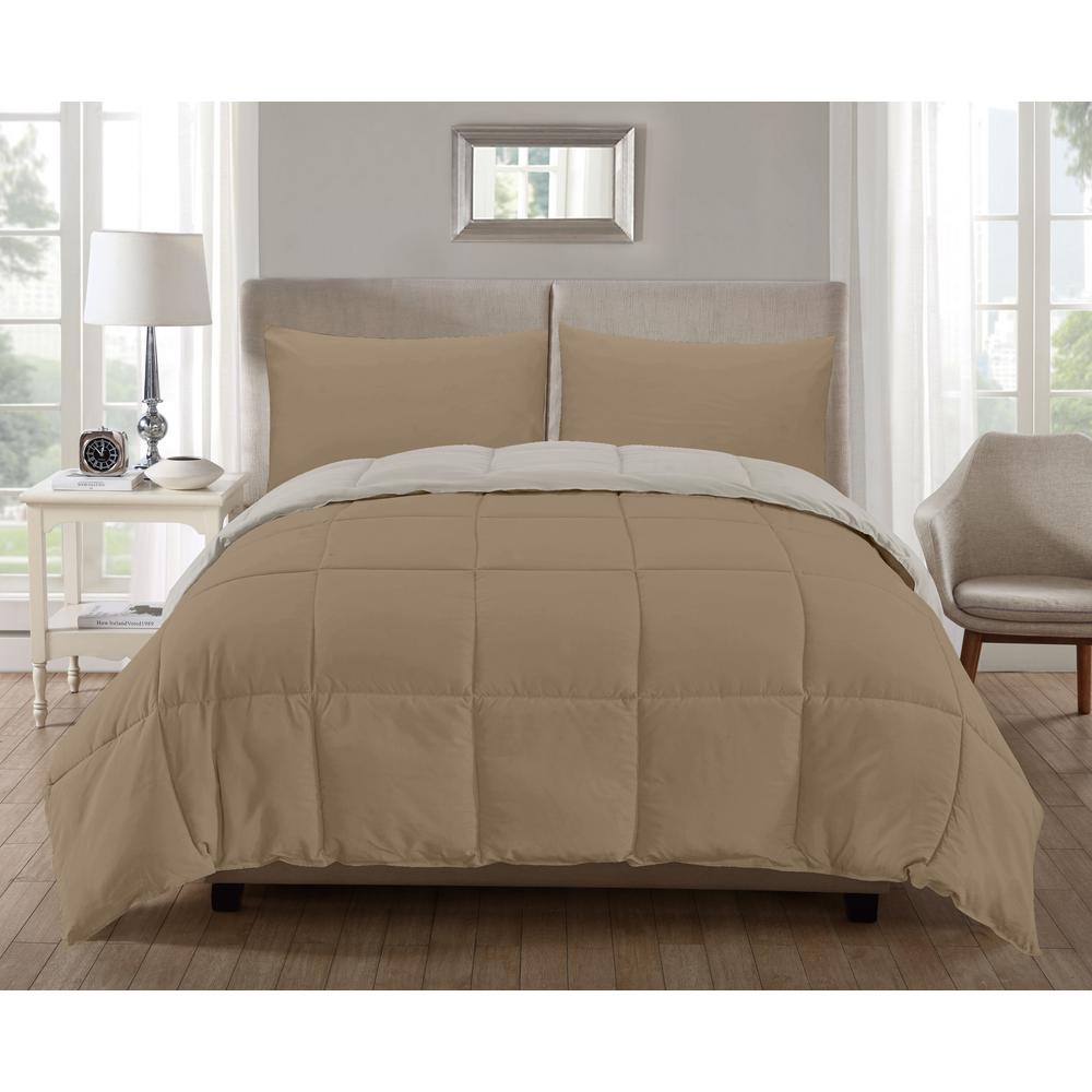 Kensie Jackson 2 Piece Khaki Off White King Comforter Set Jack