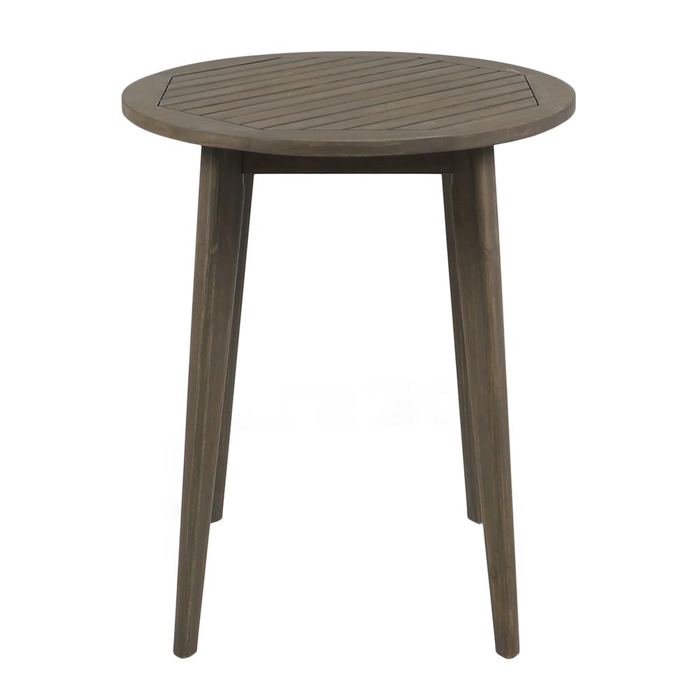 Noble House Stamford Gray Round Wood Outdoor Bistro Table Stamford Gray Round Wood Outdoor Bistro Table