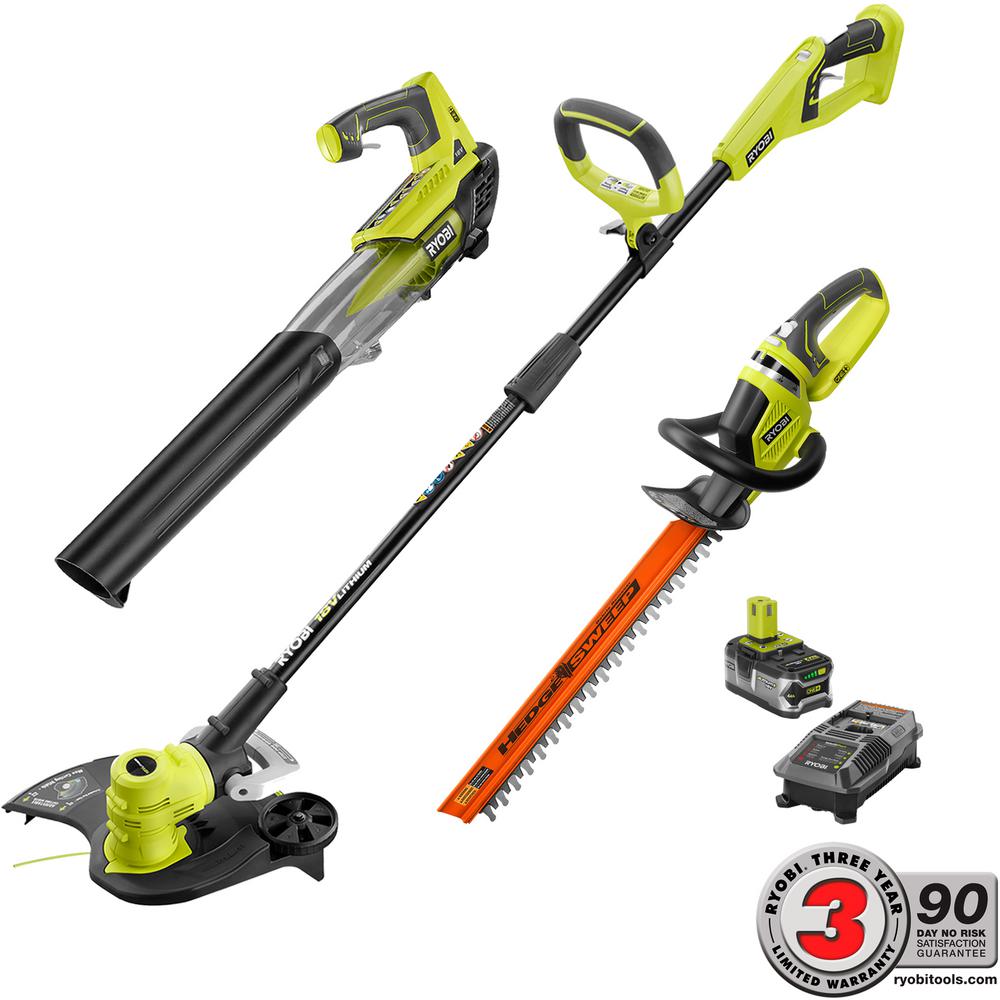 Ryobi ONE+ Lithium+ 18-Volt Lithium-Ion Cordless Trimmer/Blower/Hedge Combo Kit... by Ryobi