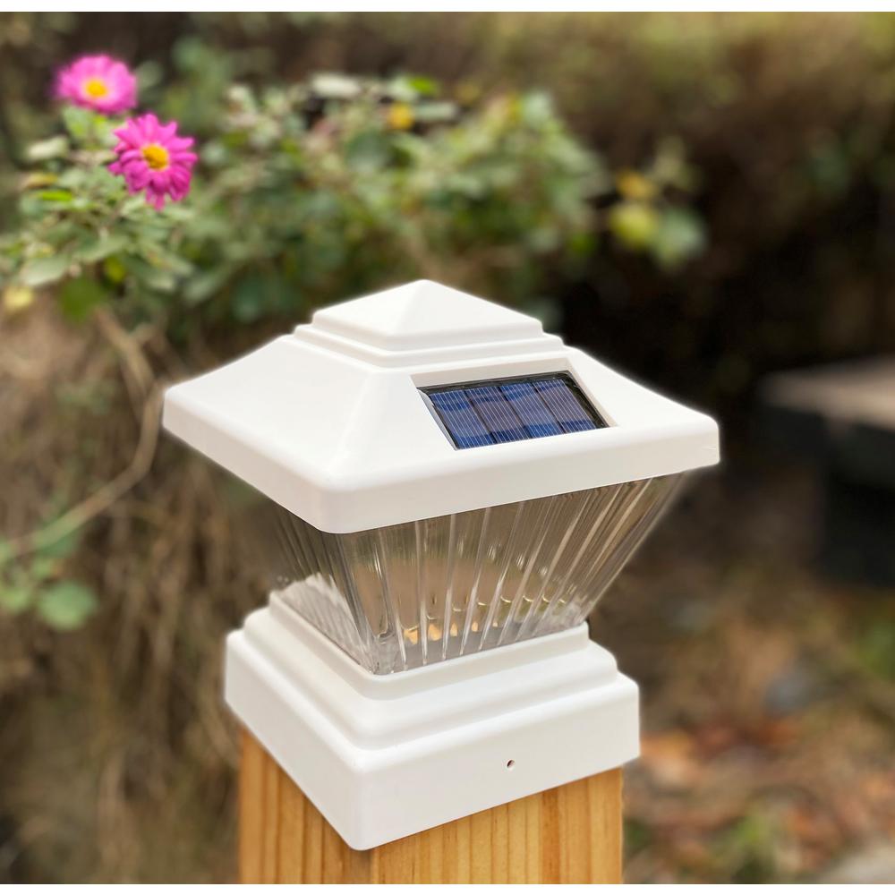 Eoslift Relightable Solar 4 in. x 4 in. Black Vinyl Outdoor Post Cap