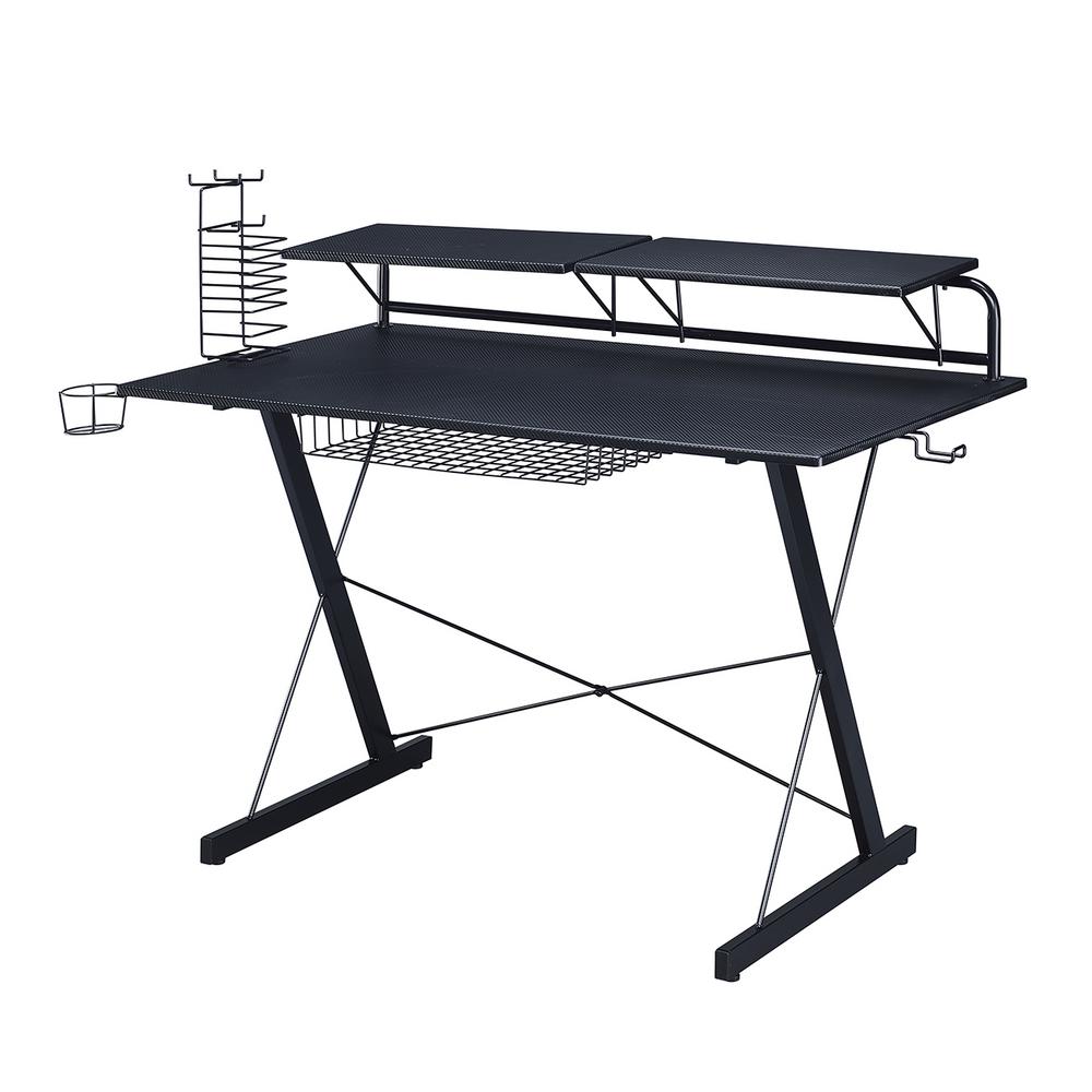 Computer Desk Desks Home Office Furniture The Depot Black Carbon Computer Gaming Desk With Adjule Shelves