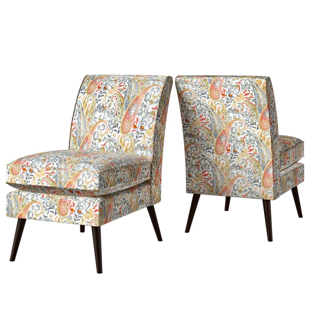 Handy Living Marcella MultiBurgundy Paisley Armless Chairs (Set of 2