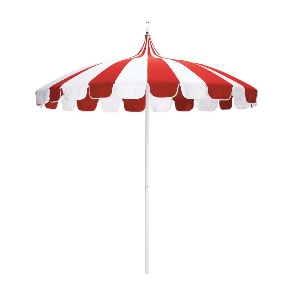 California Umbrella 8 5 Ft White Aluminum Market Push Lift Pagoda