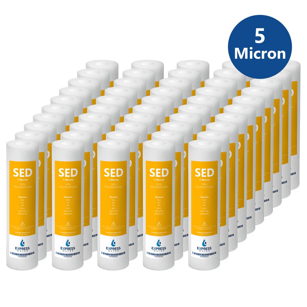 Membrane Solutions 5 Micron 10x2.5 String Wound Sediment Polypropylene Replacement Water Filter Cartridge 25 Pack