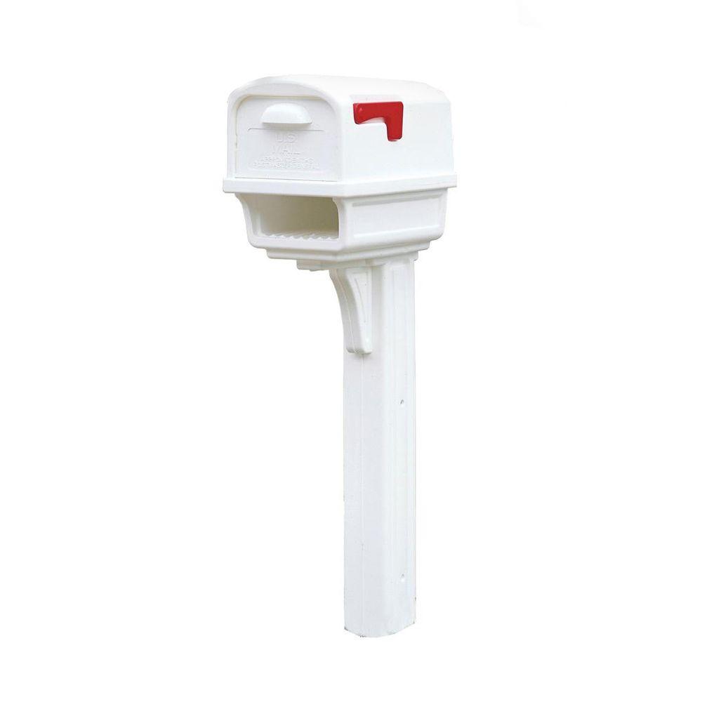 Rubbermaid Gentry AllinOne Plastic Mailbox and Post Combo, White
