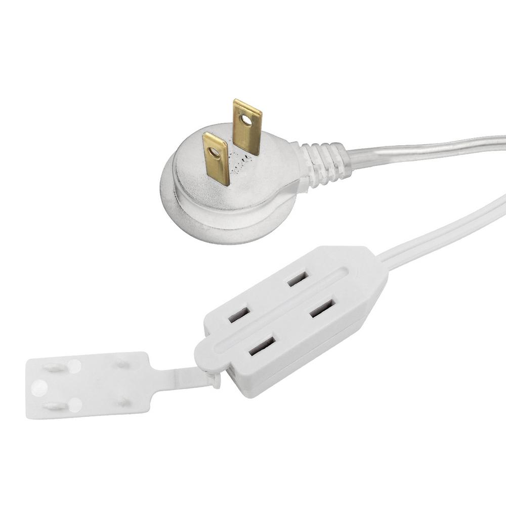 Hdx 6 Ft 16 2 White Tight Space Cube Tap Extension Cord Hw1626hdwt The Home Depot