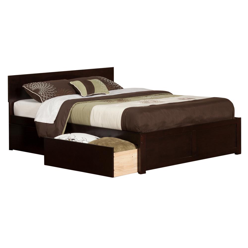 Atlantic Furniture Orlando Espresso Queen Platform Bed With Flat Atlantic Furniture Orlando Espresso Queen Platform Bed With Flat Panel Foot Board And 2 Urban