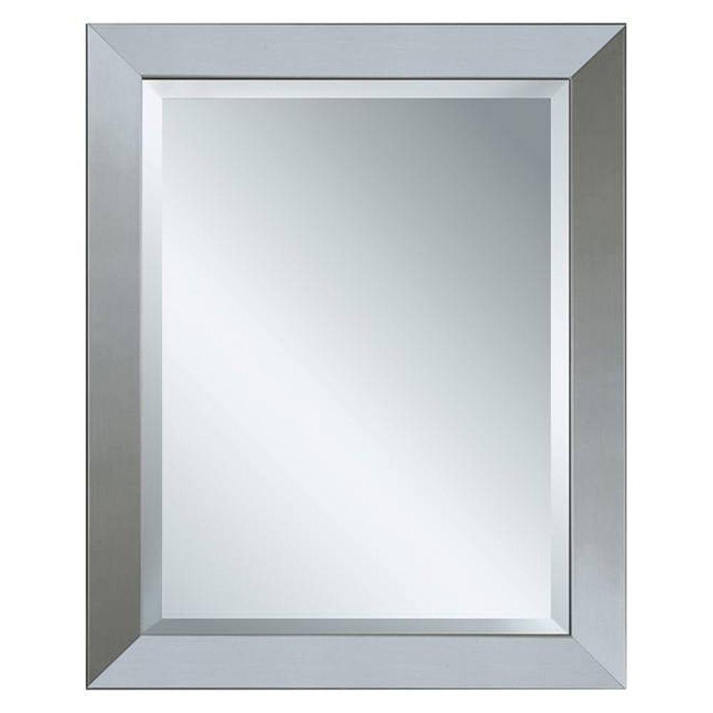 glacier bay 28 in. x 22 in. framed mirror in brushed nickel-8343