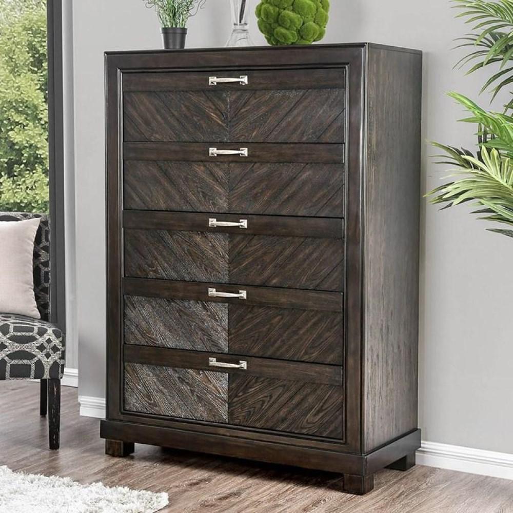 Argyros 5 Drawers Espresso Transitional Style Chest Of Argyros 5 Drawers Espresso Transitional Style Chest Of