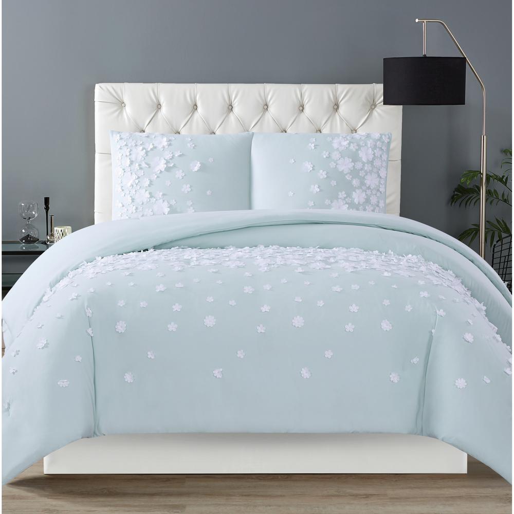 Siriano Confetti Flowers 3 Piece Mint King Comforter Set Cs2994mikg 1500 The Home Depot Siriano Confetti Flowers 3, Pink Grey And Mint Bedding