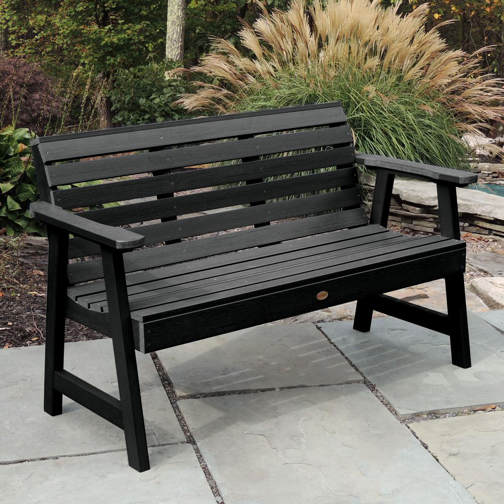 Highwood Weatherly 48 In 2 Person Black Recycled Plastic Outdoor