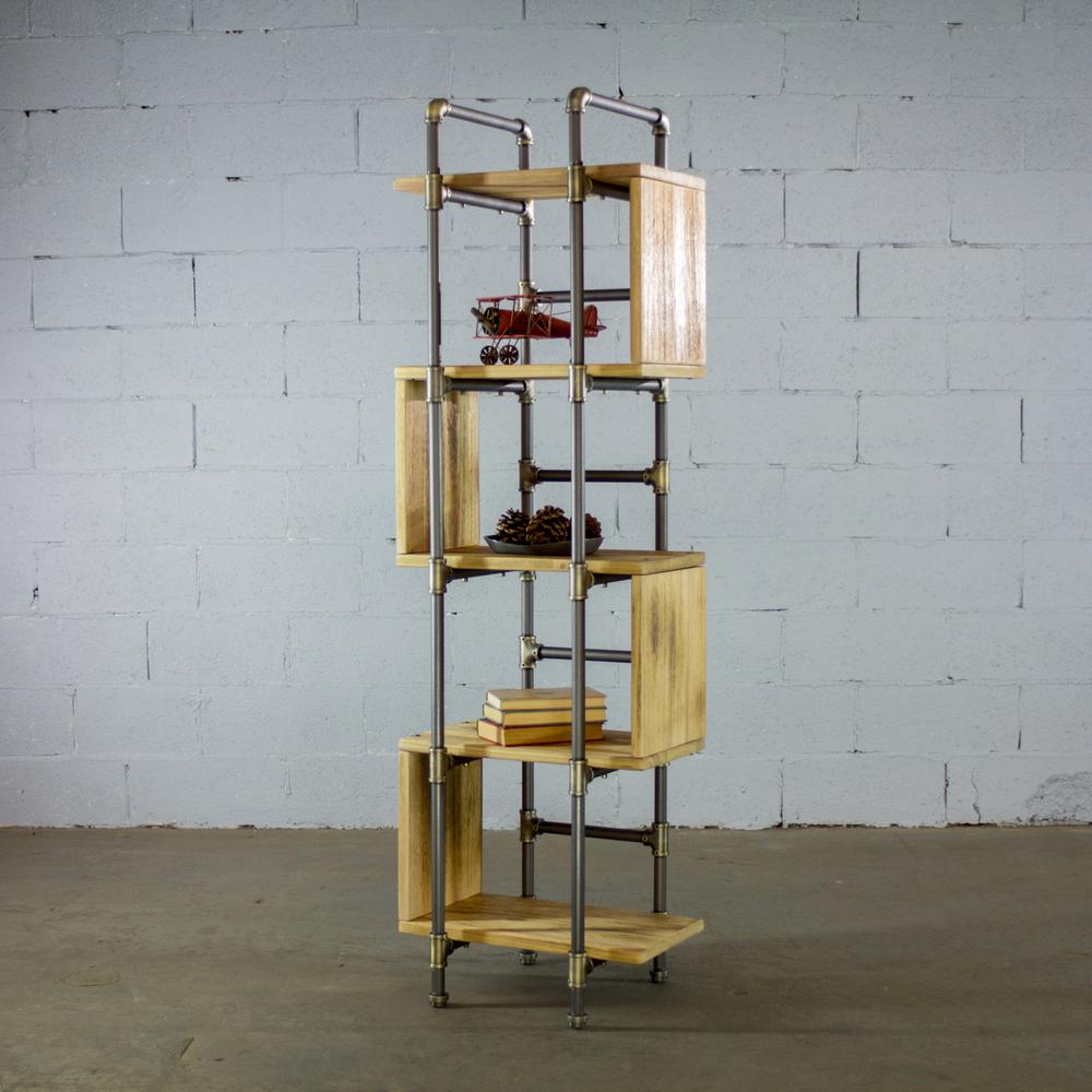 Furniture Pipeline Tucson Modern Natural 69 In Tall Tucson Modern Natural 69 In Tall Narrow 5 Shelf Etagere Pipe Bookcase Display Metal Reclaimed Wood